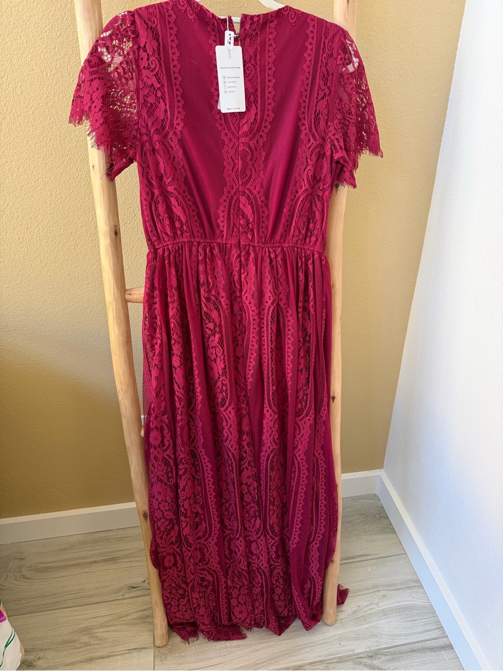 Lace Maxi Dress in Deep Berry
